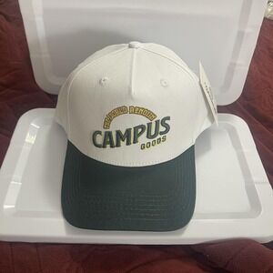 Campus Goods Hat Cap Snap Back Mens White Green Embroidered Baseball Graphic